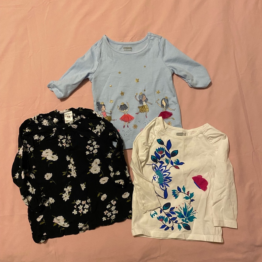 3 Pack Girls Mid Sleeve Shirts